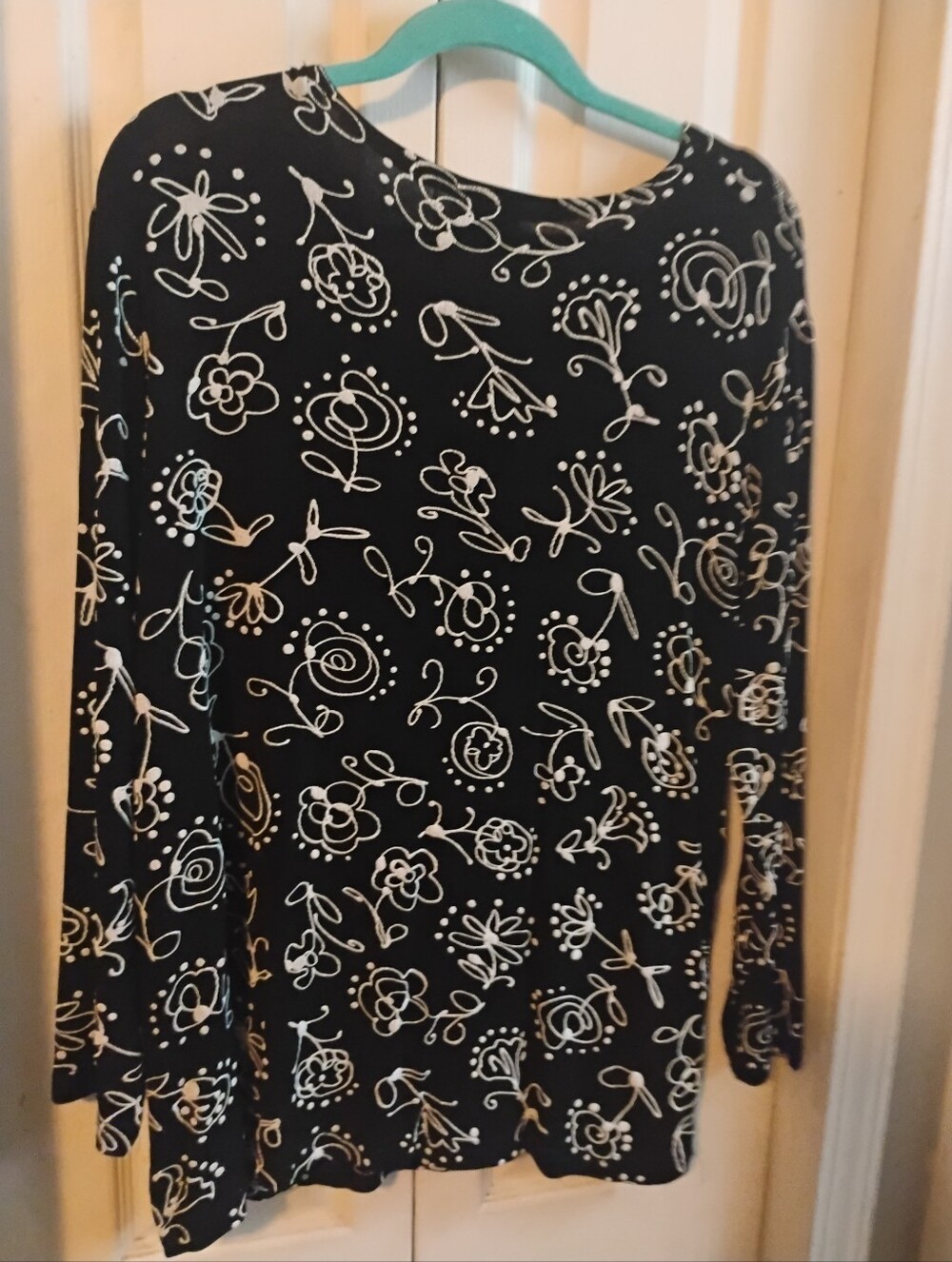 Vintage 90s CLIO Whimsical Sketch Floral Long Sleeve Top - Size Xxl - Picture 5 of 6